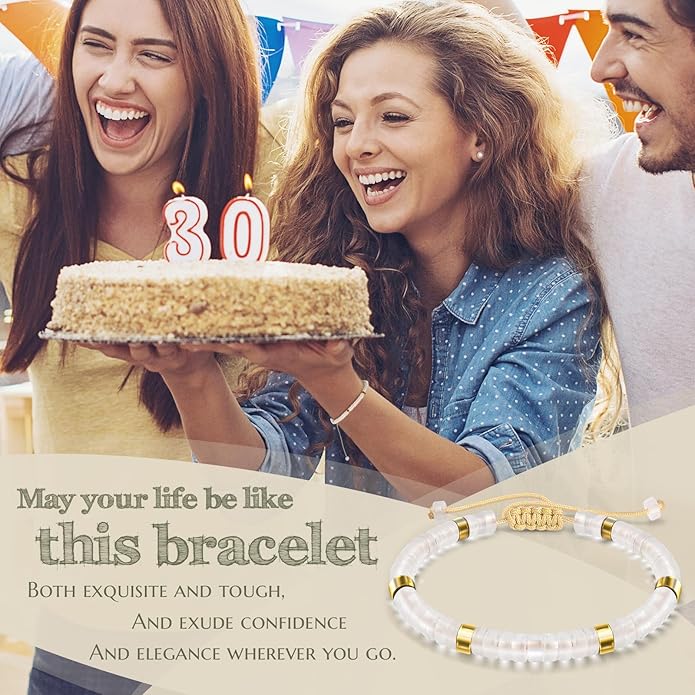 30th 40th 50th 60th 70th 80th Birthday Gifts for Women, Natural Stone Bracelet Birthday Gifts for Mom Daughter Grandma Sister Friends Coworker