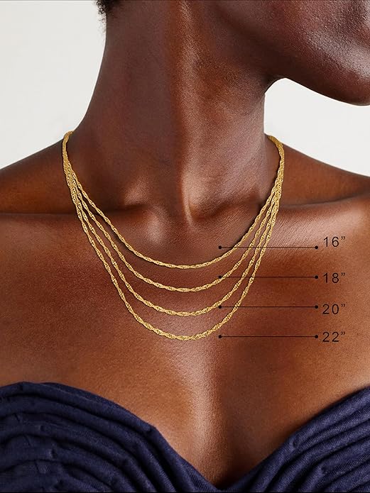 S925 Sterling Silver Wave Chain Necklace for Women - Sterling Silver Wave Chain Necklace Thick Sturdy Colourfast Necklaces Jewelery for Women 16/18/20/22 Inch
