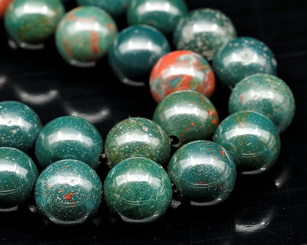Natural Bloodstone Beaded Choker, Genuine Green Crystal Necklace, Fancy Gemstone Choker, 8mm Beads, Unique Fashion Jewelry, Healing Crystal Chakra Necklace, Durable Stone Necklace, Aries Necklace