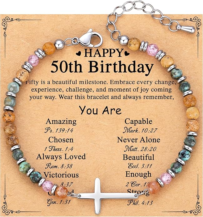 TONY & SANDY Christian Cross Bracelet for Women, Stocking Stuffers for Women, Confirmation Baptism Easter Gifts, Unique Gift for Friends Daughter Mom Sister in Christ on Birthday Christmas