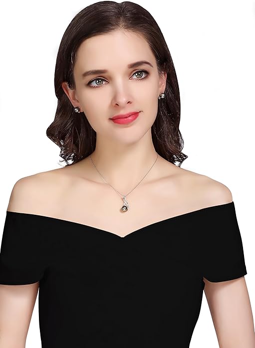 Tahitian Black Pearl Necklaces for Women - Anniversary, Birthday, Valentines Day Gifts for Wife, Girlfriend, Mom - Chaulri 925 Sterling Silver Genuine Real Pearl Jewelry - Regalo de Aniversario para Esposa - Collar de Perlas para Mujer