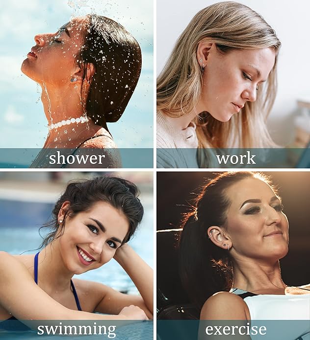 MJust Titanium Earrings for Sensitive Ears 20G Hypoallergenic Stud Hoop Earrings for Women Men Opal Ball CZ Heart Pearl Flat Back Earrings Cartilage Earrings Set