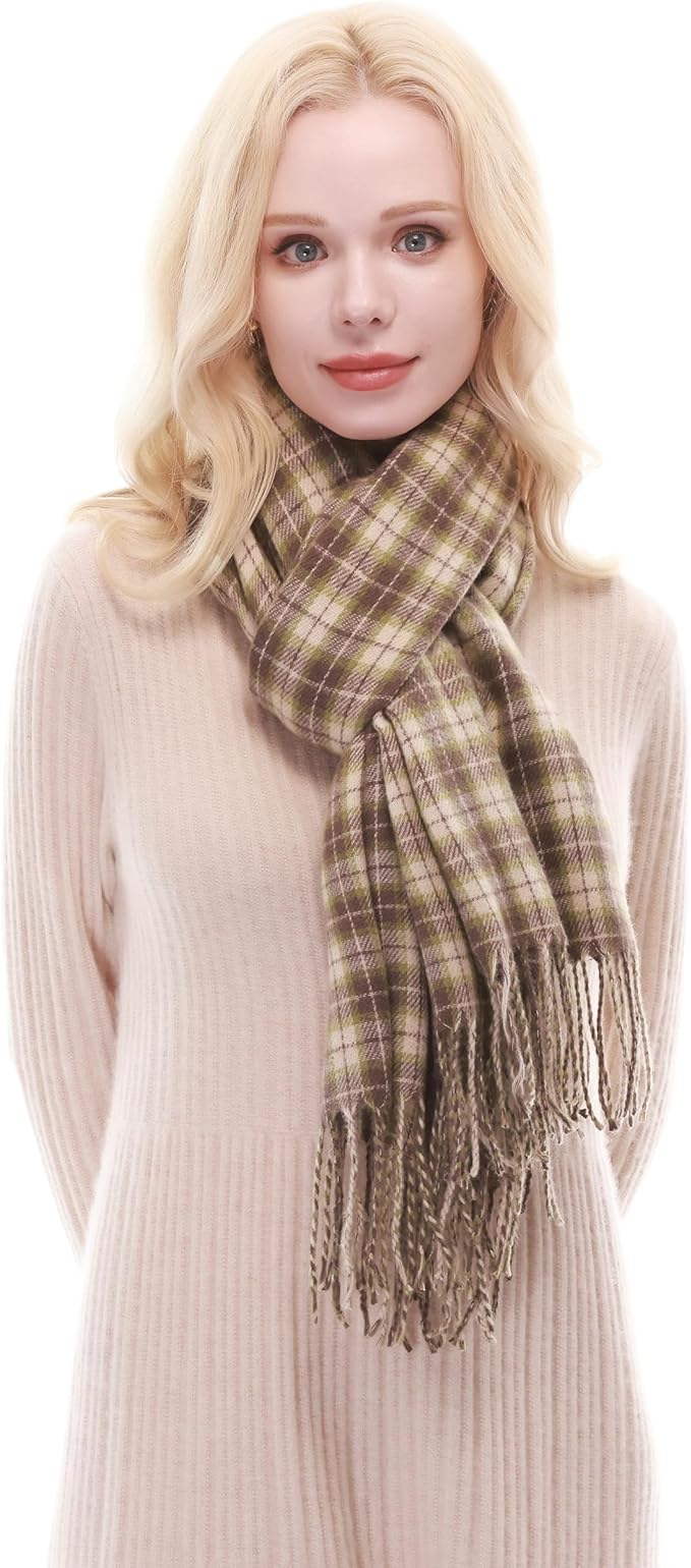 RIIQIICHY Plaid Scarf for Women Fall Winter Pashmina Scarves Wraps for Cold Weather Warm Large