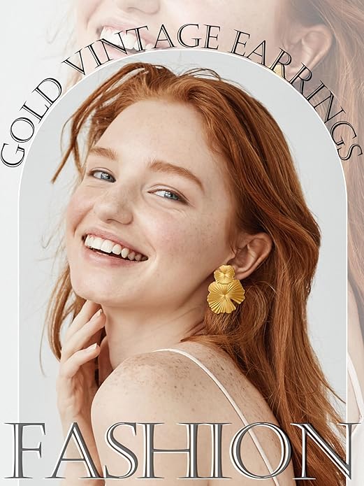 Glenmal 6 Pair Gold Statement Earrings for Women Large Gold Geometric Earrings Woven Twisted Leaf Earring Jewelry Gift