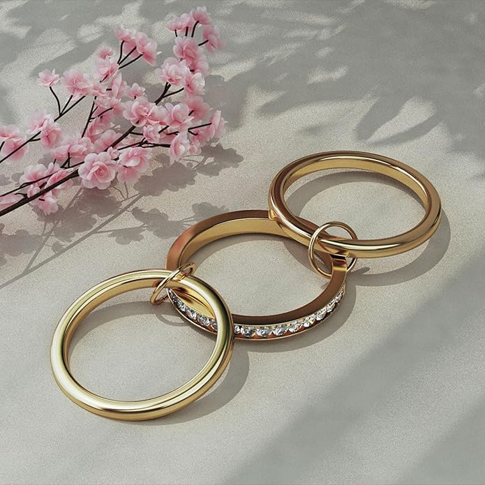 IHOKIT Stackable Rings for Women, 18k Gold Rings for Women Non tarnish, Silver Gold Multi Ring Mixed Metals Stack Rings Set,Jewelry Gift for Women
