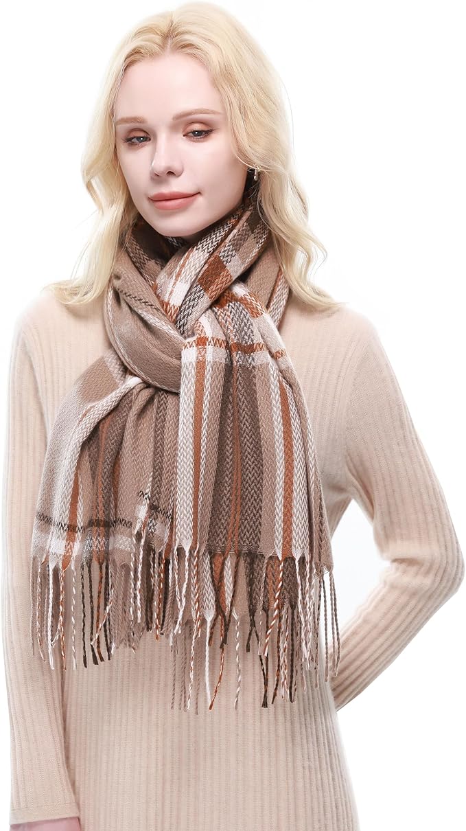 RIIQIICHY Plaid Scarf for Women Fall Winter Pashmina Scarves Wraps for Cold Weather Warm Large