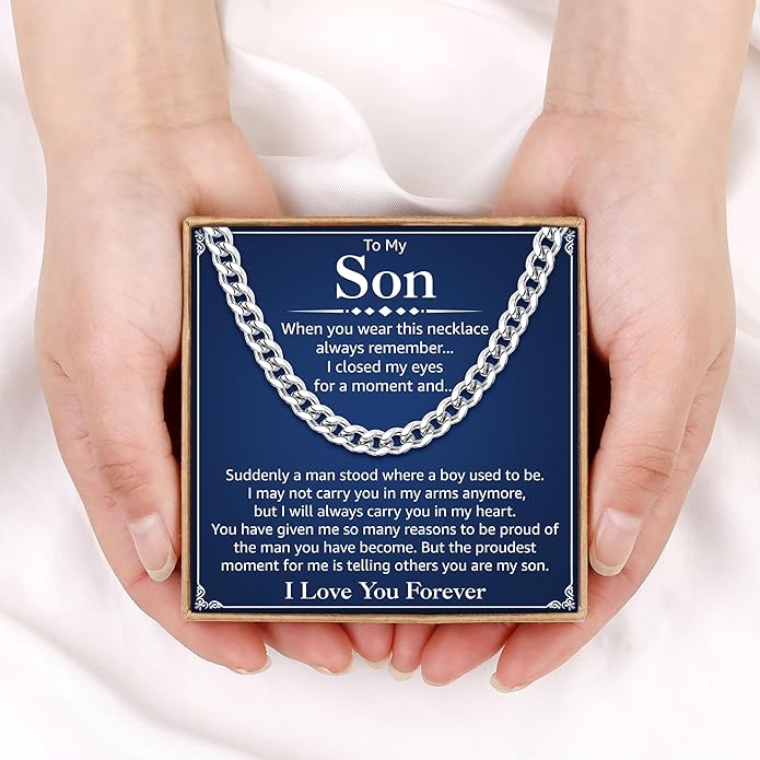 PAERAPAK Cuban Link Chain Gifts for Men Him - Necklace Gifts for Husband Son Grandson, Anniversary Fathers Day Birthday Gift for Men Husband, 7mm Width Stainless Steel Cuban Chain Necklace Jewelry