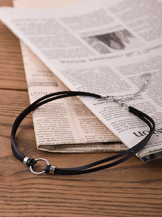 Sacina Goth Hippie O Ring Choker, Black Faux Leather Choker, Halloween Christmas New Year Jewelry Gift For Women