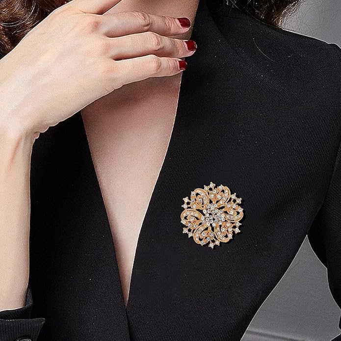HAISWET Wedding Party Sprial Flower Crystal Rhinestone Brooch Pin for Women Jewelry