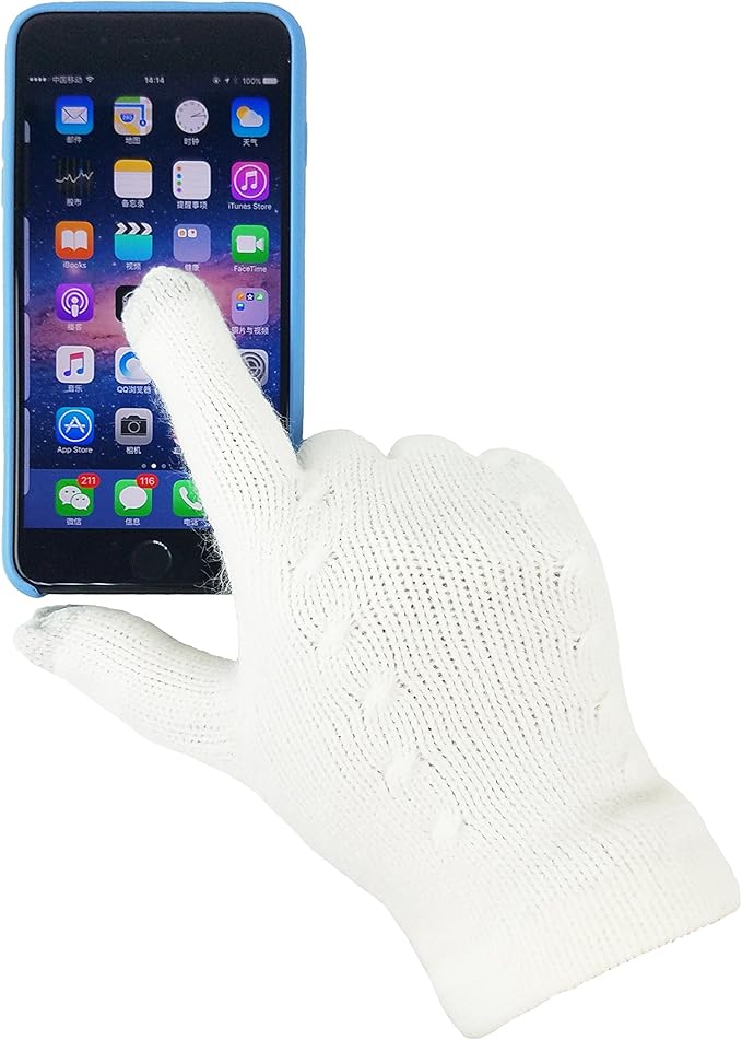 BRUCERIVER Women's Ultra Soft Knit Scarf & Glove Set Touchscreen Function Cable Design