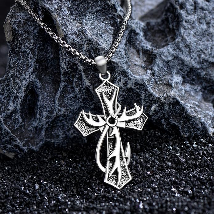 KoyeKei Cross Necklace for Men 925 Sterling Silver Celtic Cross Pendant Christian Jewelry Religious Christmas Gifts for Women