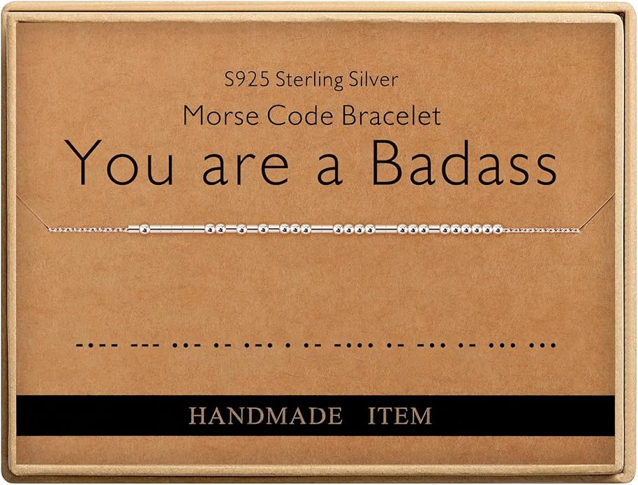 Monily Inspirational Gifts for Women Morse Code Bracelets for Women Funny Bracelet for Friend Funny Gift for Women Sterling Silver Bracelet for Women