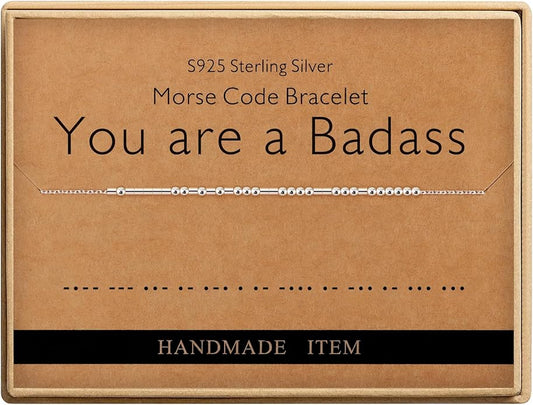 Monily Inspirational Gifts for Women Morse Code Bracelets for Women Funny Bracelet for Friend Funny Gift for Women Sterling Silver Bracelet for Women
