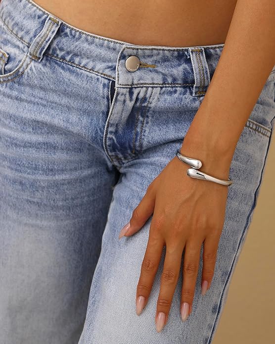 Bangle Bracelets for Women | 14K Gold Plated Trendy Wide Bracelets | Hinged Arm Cuff Bangles Chunky Bracelet for Women