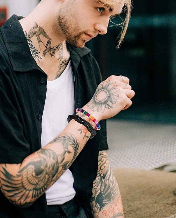 Tornito 15Pcs Braided Leather Bracelet Boho Cuff Wrap String Wood Bead Woven Ethnic Stretch Wristbands Bracelets Set for Men Women Size Adjustable