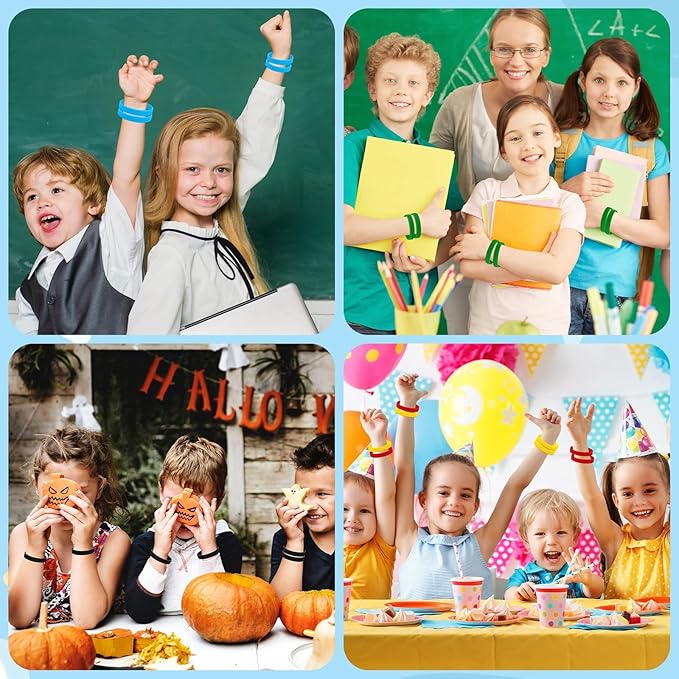 JUNEBRUSHS 24 Pcs Rubber Bracelets Assorted Green Silicone Wristbands for Women Men Teens Teacher Home Office Game Party Favor Gifts Supplies