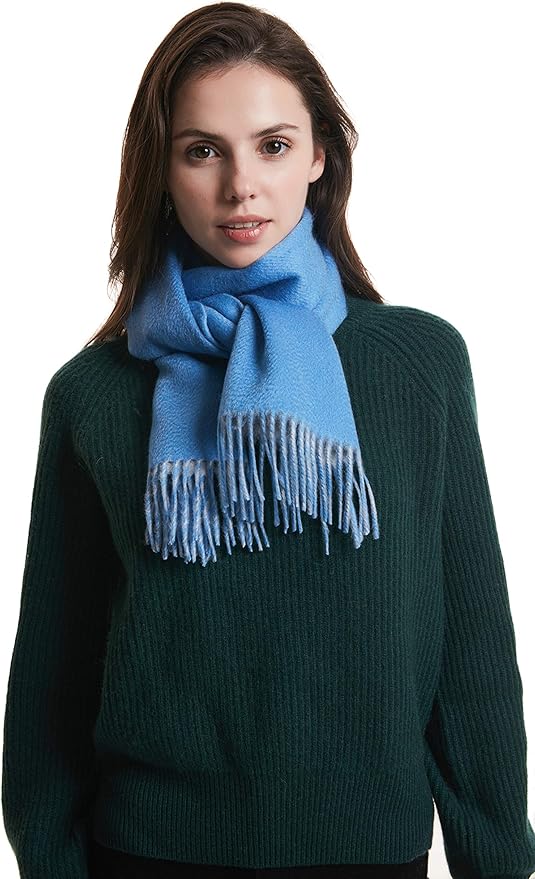 EURKEA 100% Cashmere 2025 Winter Scarf for Women Fringed Edges Warm & Soft Lightweight Solid/Plaid/Two-Tone Free Size