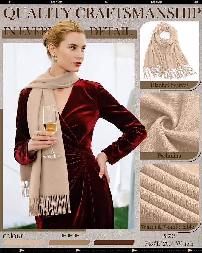 Oakgarden 3 Pack Winter Scarf for Women Pashmina Scarves Shawl Wraps Bridesmaid Gifts for Evening Dresses