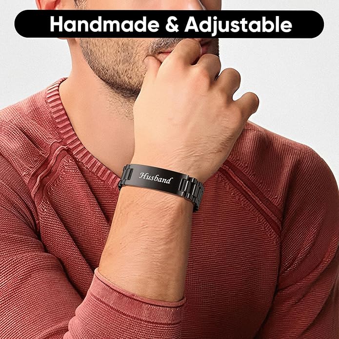 VNOX Masculine Watch Band Stainless Steel Link Bracelet Personalized Jewelry Gift for Men DAD Father Husband Boyfriend