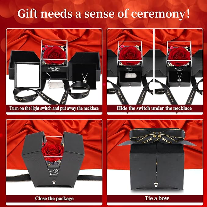 Preserved White Real Rose -Eternal Flowers Rose Birthday Gifts for Her Mom Wife Girlfriend Grandma on Valentines Mothers Day Christmas Anniversary Romantic- White