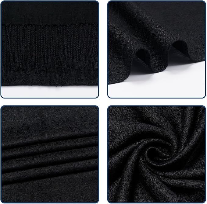 QIUTIMIY Paisley Pashmina Shawl Wrap Women Reversible Vintage Jacquard Pashmina Rave Scarf with Fringe for Evening, Wedding