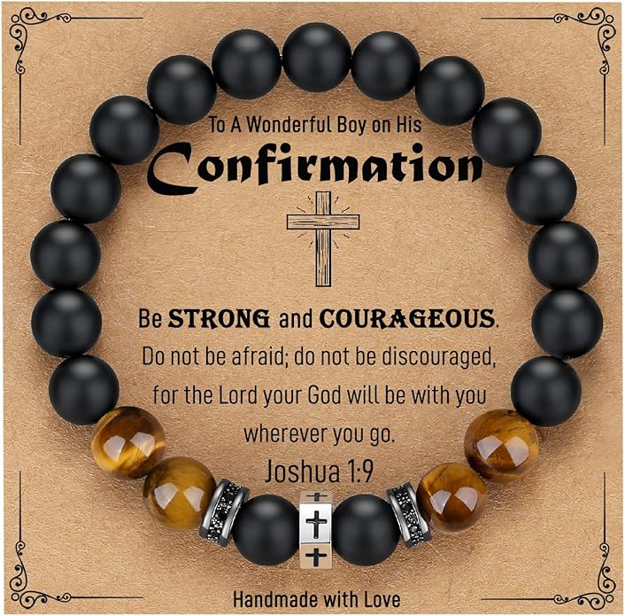 TONY & SANDY Cross Bracelet Men Cool Valentines Day Gifts for Him Teen Boys Son Grandson Nephew, Birthday Easter Christmas Gifts for Teen Boys Adults Men