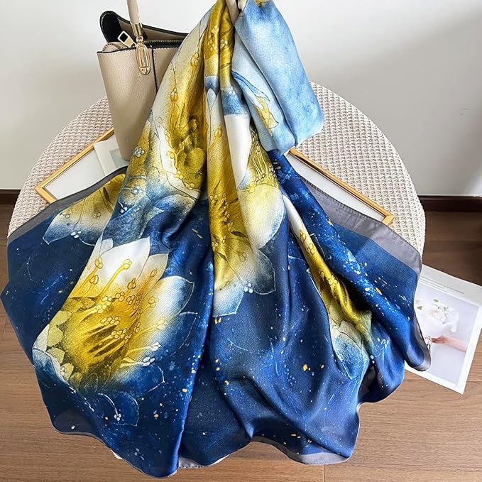 Long Silk Like Scarf Lightweight Satin Scarves Large Sunscreen Shawl Wrap for Women