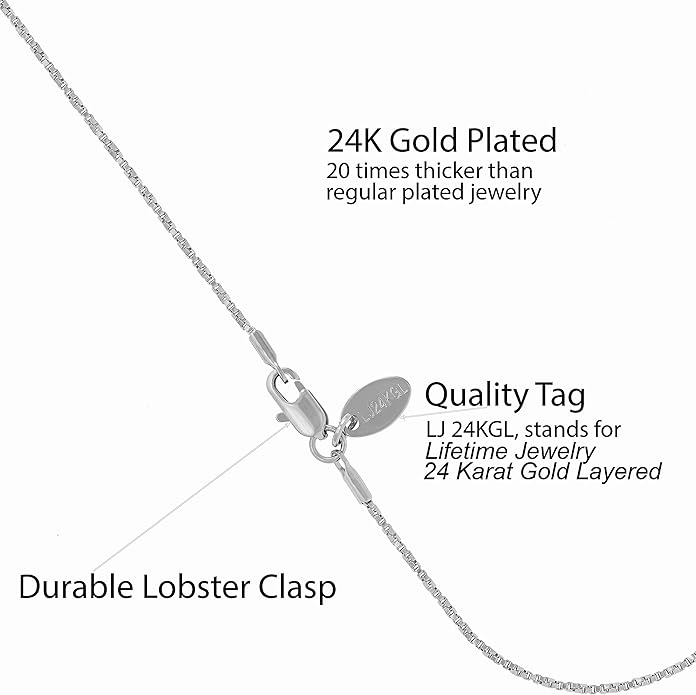 LIFETIME JEWELRY Womens Gold Anklet Twisted Box Chain Ankle Bracelet 24k Real Gold Plated