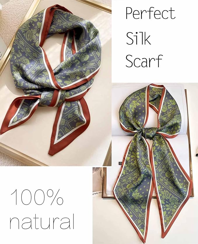 kcctoo 59" Mulberry Silk Like Head Scarf Women's Fashion Square Neck Satin Scarfs for Bag Hair Scarves Gift 59 * 5.9”