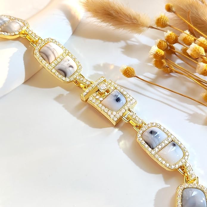 Chunky Necklace for Women 12 Colors Diamond Stone Gold Statement Necklace for Women Full Trendy Blue Birthstone Choker Necklace for Women Square Design Necklace Jewelry