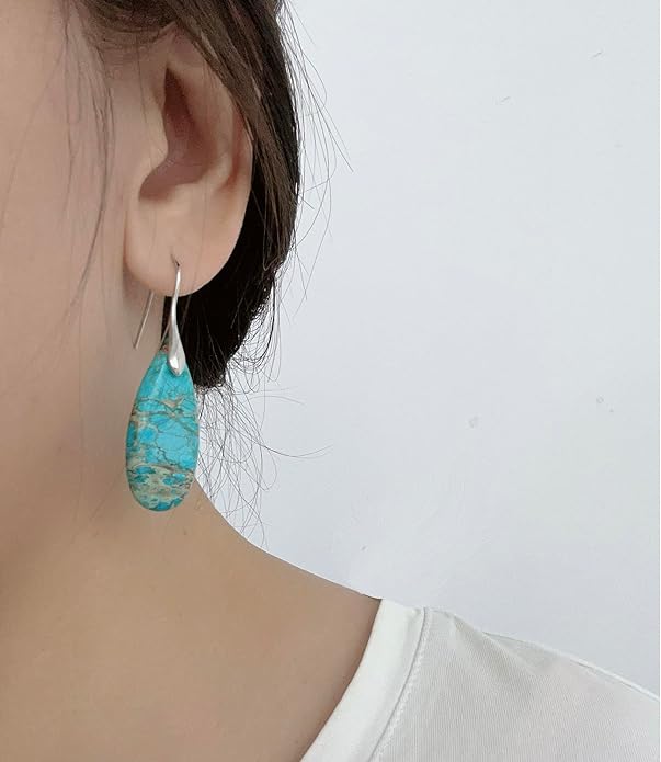 SELOVO Stone Fishhook Dangle Drop Earrings Statement Earrings for Women Stone