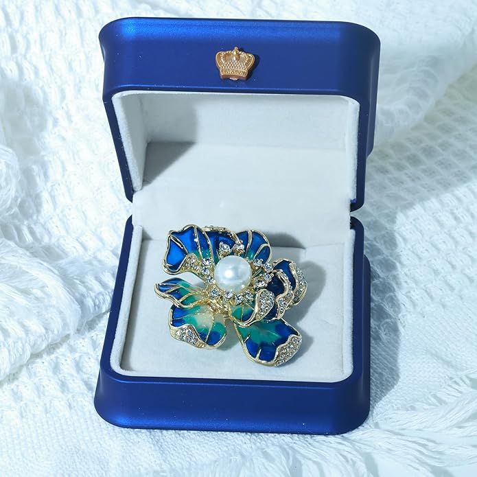 Vintage Botanical Flower Brooch for Women - An elegant crystal - inlaid metal pin accessory suitable for dresses, jackets, and scarves