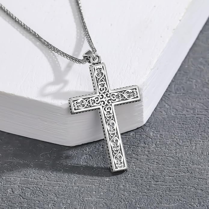 Cross Necklace for Men 925 Sterling Silver Celtic Cross Pendant Christian Jewelry Religious Christmas Gifts for Women