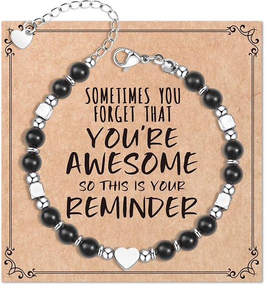 Desimtion Healing Natural Stone Bracelets for Women Girls, Sometimes You Forget You're Awesome -Christmas Gifts for Women Teen Girls, Best Friend Birthday Gifts for Women Friendship Bracelets