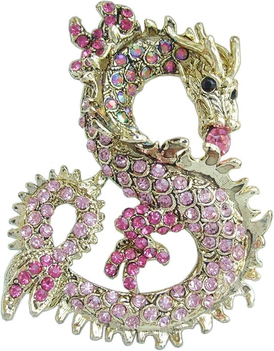 Art Style 2.36" Dragon Brooch Pin Pendant Austrian Crystal BZ2980