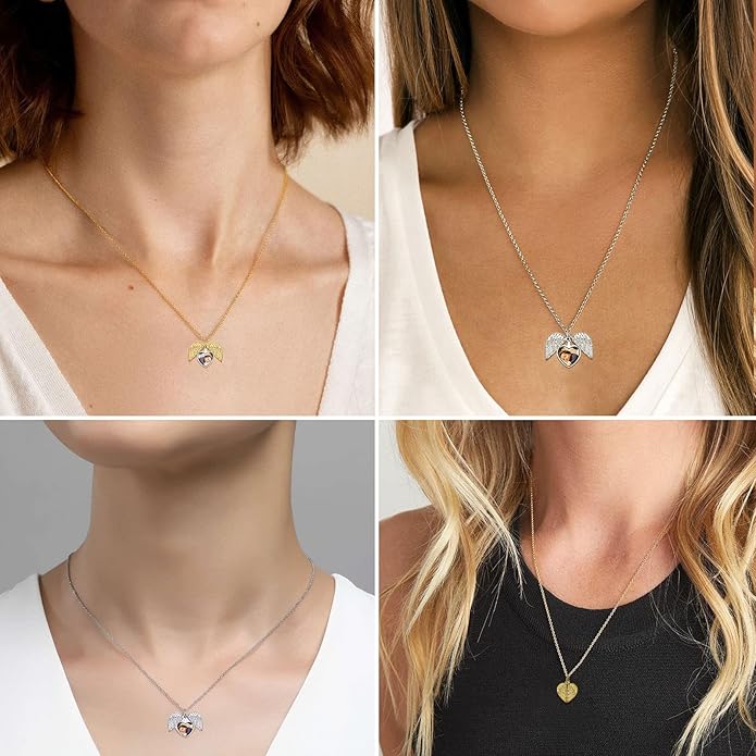 Supcare Locket Necklace That Holds Pictures-Engraved Photo Pendant Custom Jewellery Gifts for Men Women (with Jewellery Gift Box)