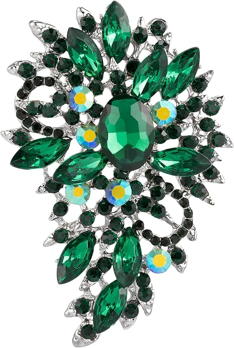 SELOVO Women's Rhinestone Crystal Wedding Flower Leaf Sparkle Brooch Pin