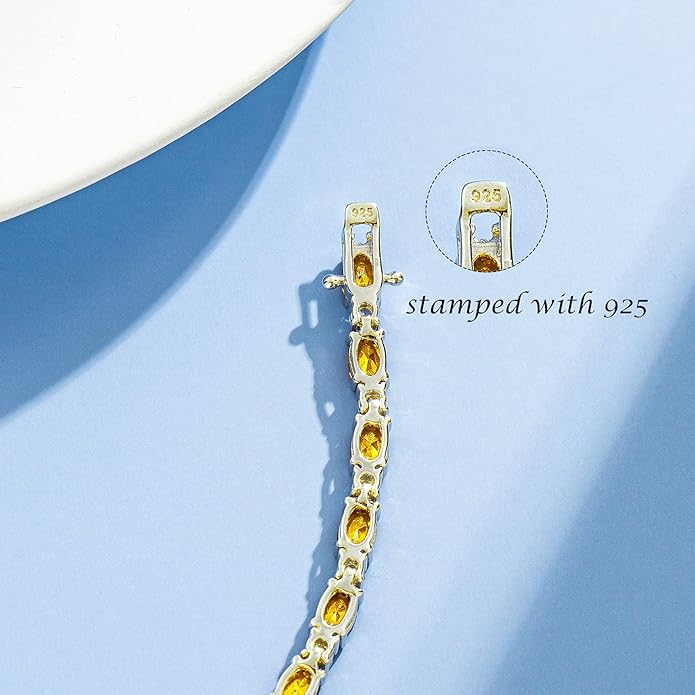 FANCIME Birthstone Bracelets Sterling Silver Tennis Bracelets Charm Fine Jewelry Birthday Gifts for Women 7"