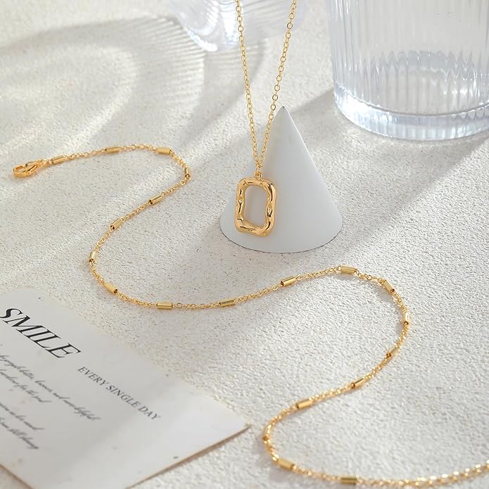 Layered Necklaces for Women 14K Gold Plated Stack Circle Pendant Trendy Long Chain Stackable Handmade Coin Necklace Set Dainty Gold Stacked Jewelry Gifts