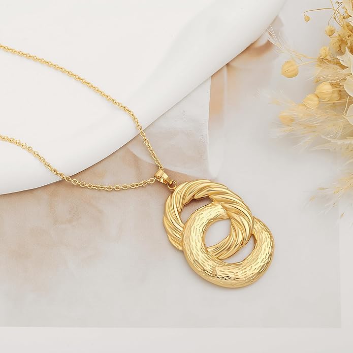 CANEVINKA 18K Gold Plated Pendant Long Chain Necklace Sweater Necklace Fashion Jewelry for Women