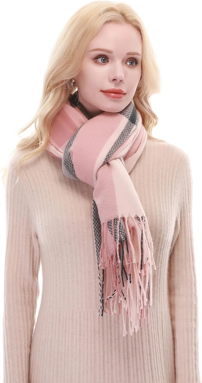 RIIQIICHY Plaid Scarf for Women Fall Winter Pashmina Scarves Wraps for Cold Weather Warm Large