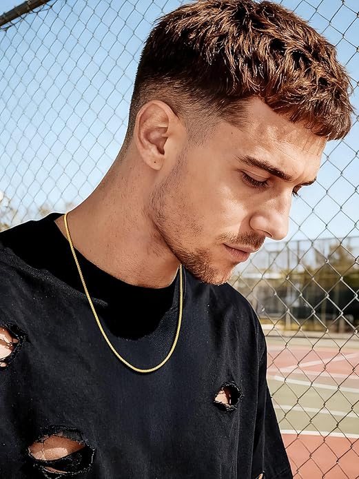 Bestyle 18K Gold Plated/Silver/Black Chain for Men, Hypoallergenic 2/4/6/8mm Stainless Steel Flat Link Chain Necklace for Men & Women Hip Hop Jewelry, 14-30"