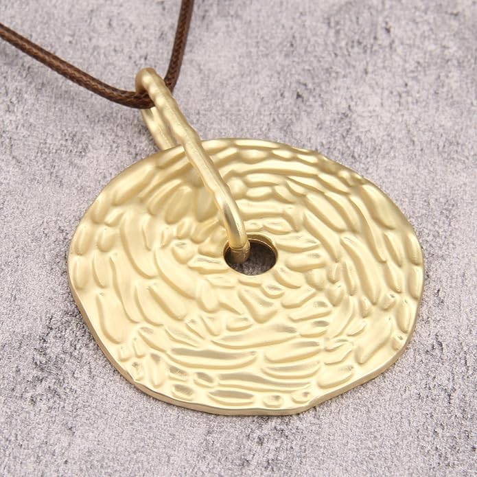 Long Boho Necklaces for Women Vintage Leather Wooden Pendant Y Choker Ethnic Style Gold Circle Hippie Sweater Necklace