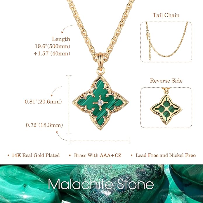 Fettero Gold Clover Necklace for Women Dainty 14K Gold Plated CZ Pendant Necklace Adjustable Chain Choker Charm Colorful Clover Pendant Lucky Necklaces for Women Jewelry