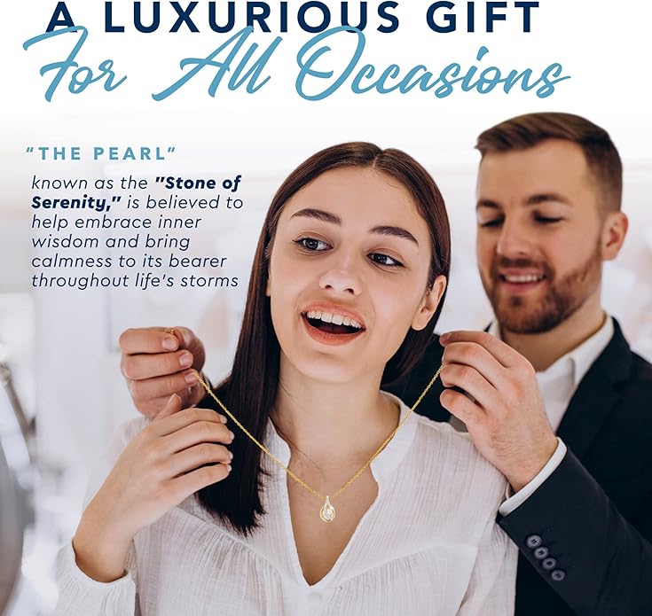 Love's Embrace Women's Pearl & Diamond Necklace | Pearl Pendant Jewelry | Woman's Necklaces | Genuine Diamonds | Gifts for Her #1638-0016