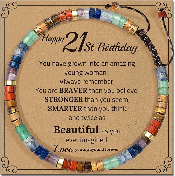 30th 40th 50th 60th 70th 80th Birthday Gifts for Women, Natural Stone Bracelet Birthday Gifts for Mom Daughter Grandma Sister Friends Coworker