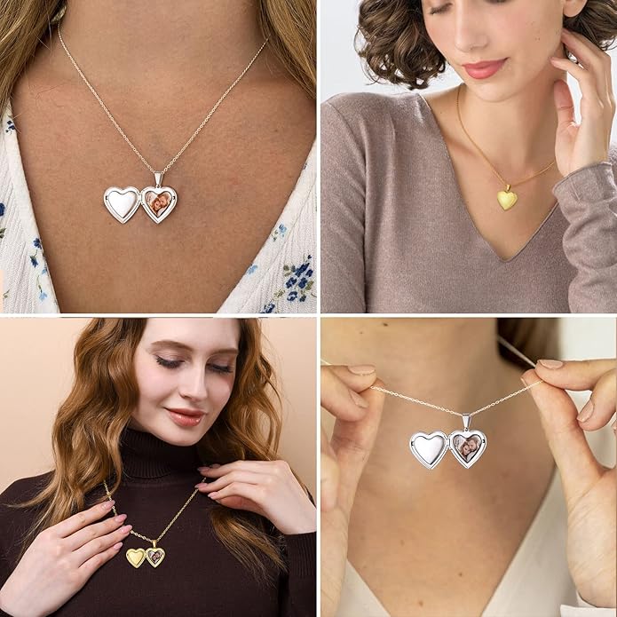 Supcare Locket Necklace That Holds Pictures-Engraved Photo Pendant Custom Jewellery Gifts for Men Women (with Jewellery Gift Box)