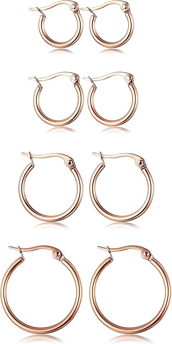ORAZIO 4 Pairs Stainless Steel Hoop Earrings Set Cute Huggie Earrings for Women,10MM-20MM