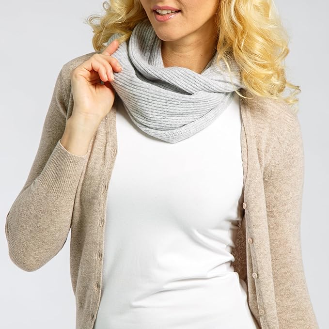 Fishers Finery Women's 100% Cashmere Ribbed Knit Winter Scarf | Black Label Box