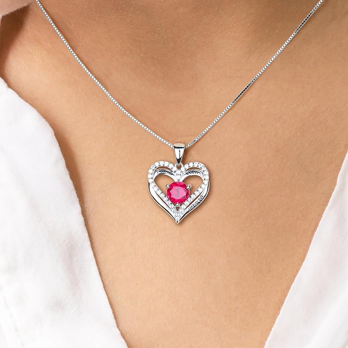 Kuschelkatze Entwined Souls Necklace - Sterling Silver Double Heart Pendant | Engraved 'I Love You Always and Forever' | Gift for Couples, Anniversary, Wedding